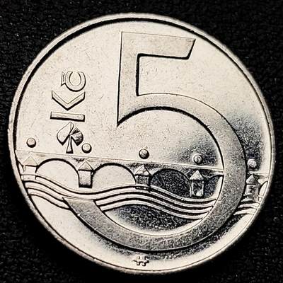 泉币菌-第221场-拍品多 请提前出价 - 原光 双尾狮  桥 捷克5克朗镍包钢硬币 23毫米 4.8克 2019年