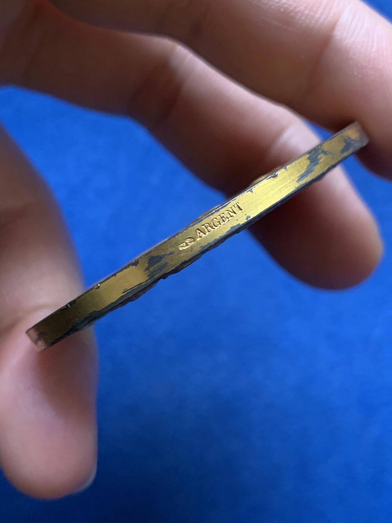 《竞宝斋》第478场 周日，周一 2场连拍 （全场包邮）欢迎送拍 名家名作 法国三天使园艺协会镀金大银章 64.9克 50mm 带盒 丰饶角银标