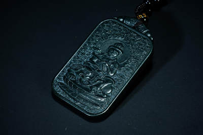 上海都达杂项专场六十八【全场包邮】 - 天然和田玉青玉精雕《普贤菩萨》挂牌95-148