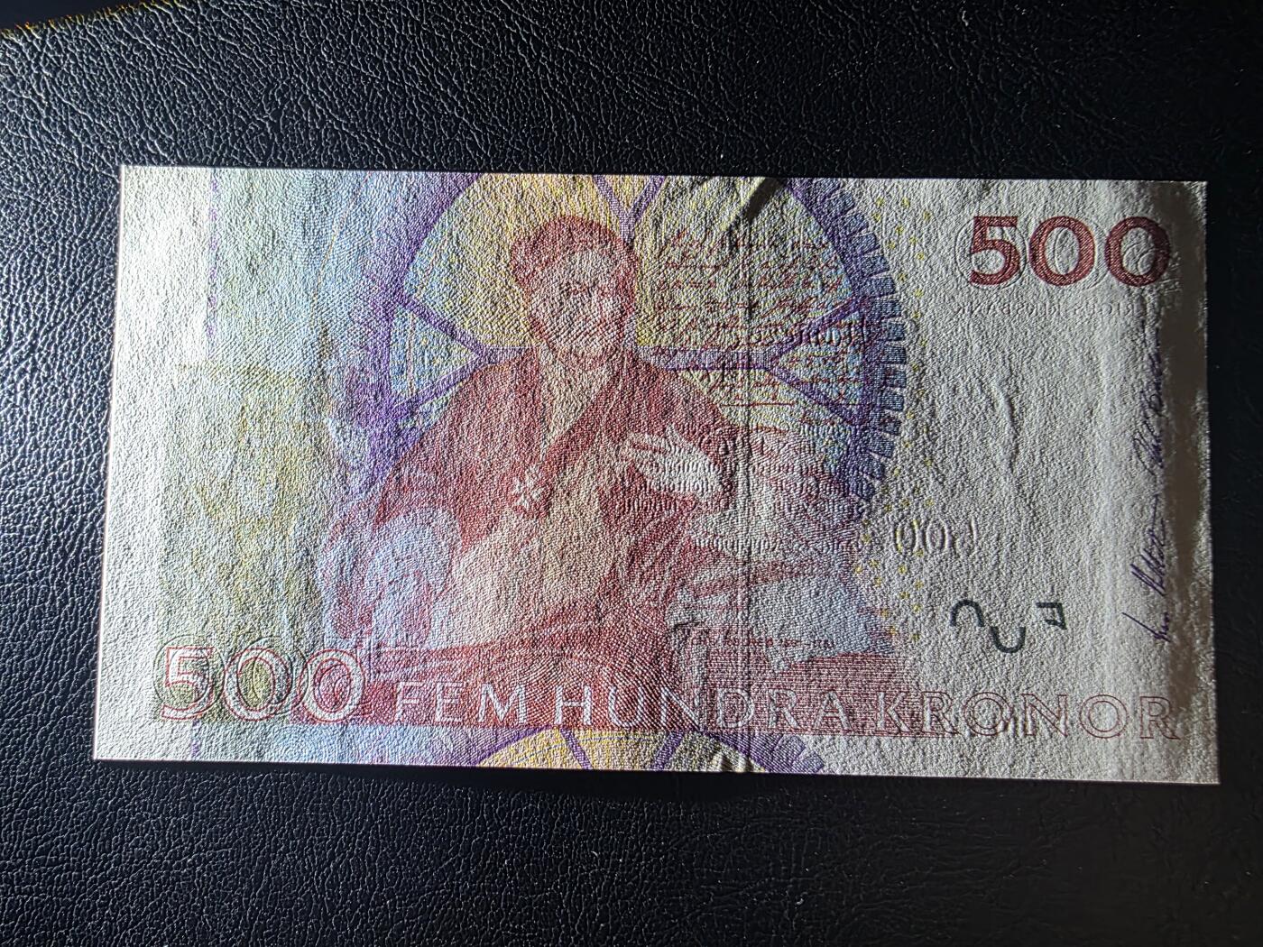 叁拾收藏第35期 瑞典上一版本2001年初版500克朗（瑞典最擅战的国王卡尔十一世） UNC