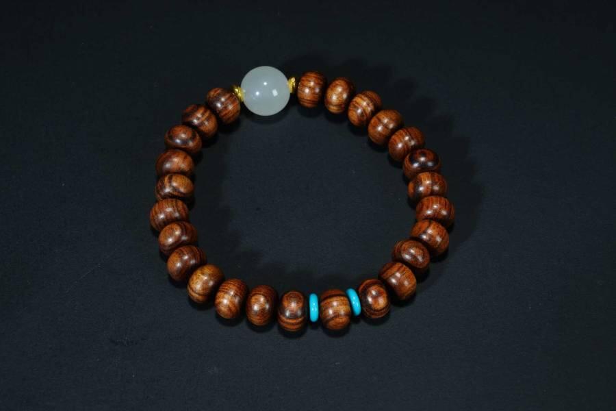 上海都达杂项专场六十八【全场包邮】 海南黄花梨虎皮纹算盘珠手串 附鉴定证书95-287