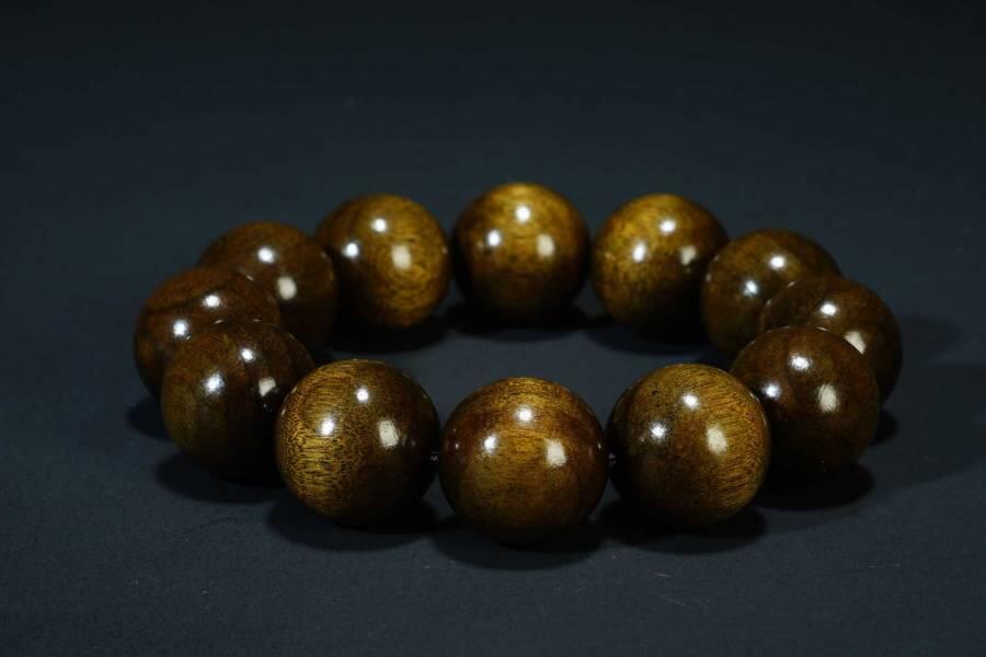 上海都达杂项专场六十八【全场包邮】 天然阴沉金丝楠木2.0圆珠手串 附鉴定证书95-308