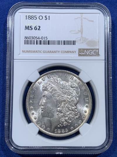 《竞宝斋》第478场 周日，周一 2场连拍 （全场包邮）欢迎送拍 - NGC MS62 美国1885年摩根1美元银币