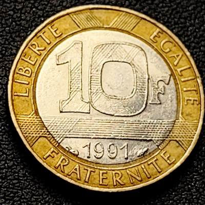 泉币菌-第221场-拍品多 请提前出价 - 1991年 法国10法郎双色币 天使 小飞人 自由保护神 23mm 入欧前末版币 绝版币 