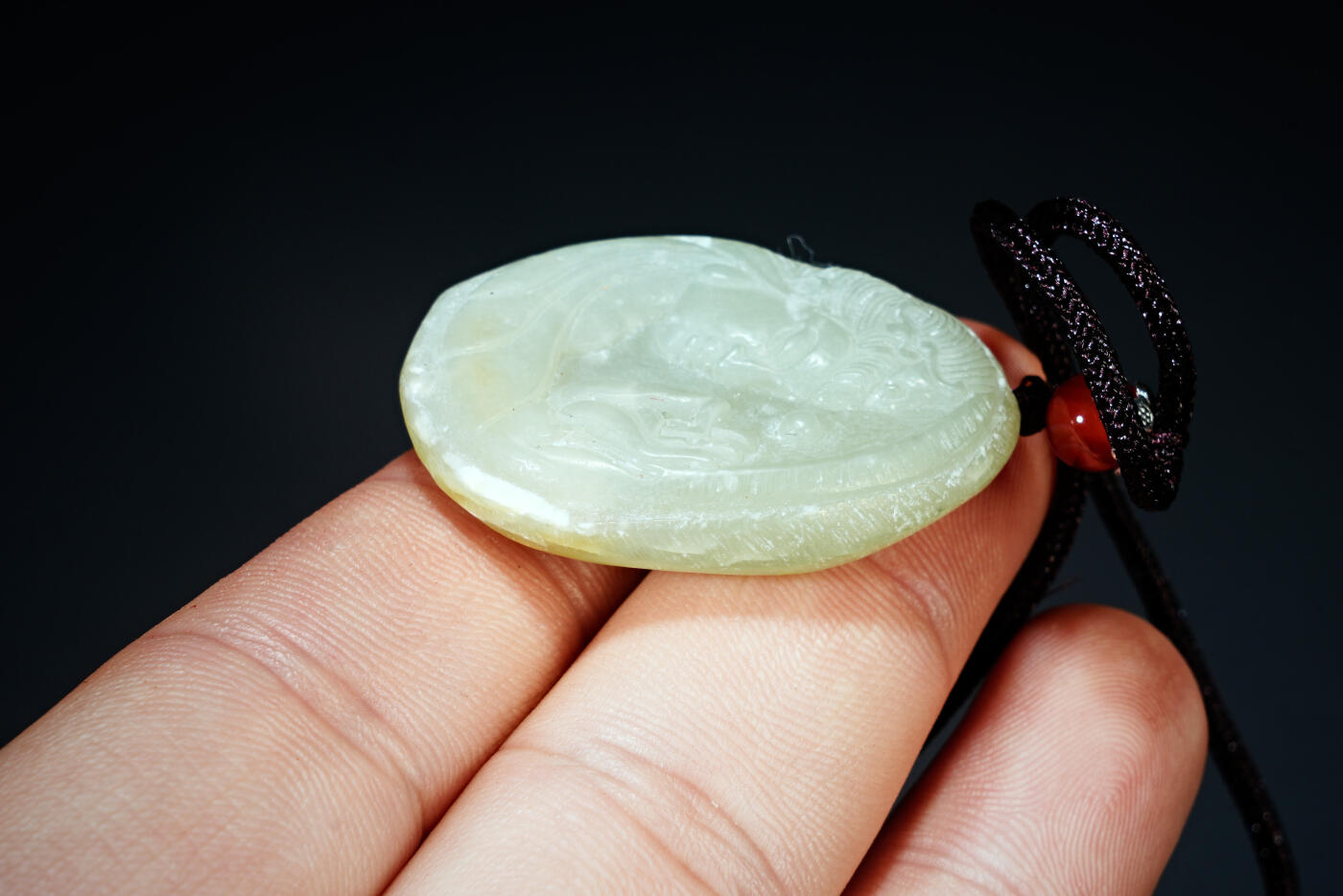 上海都达杂项专场六十八【全场包邮】 天然和田玉精雕《观音》挂件95-159