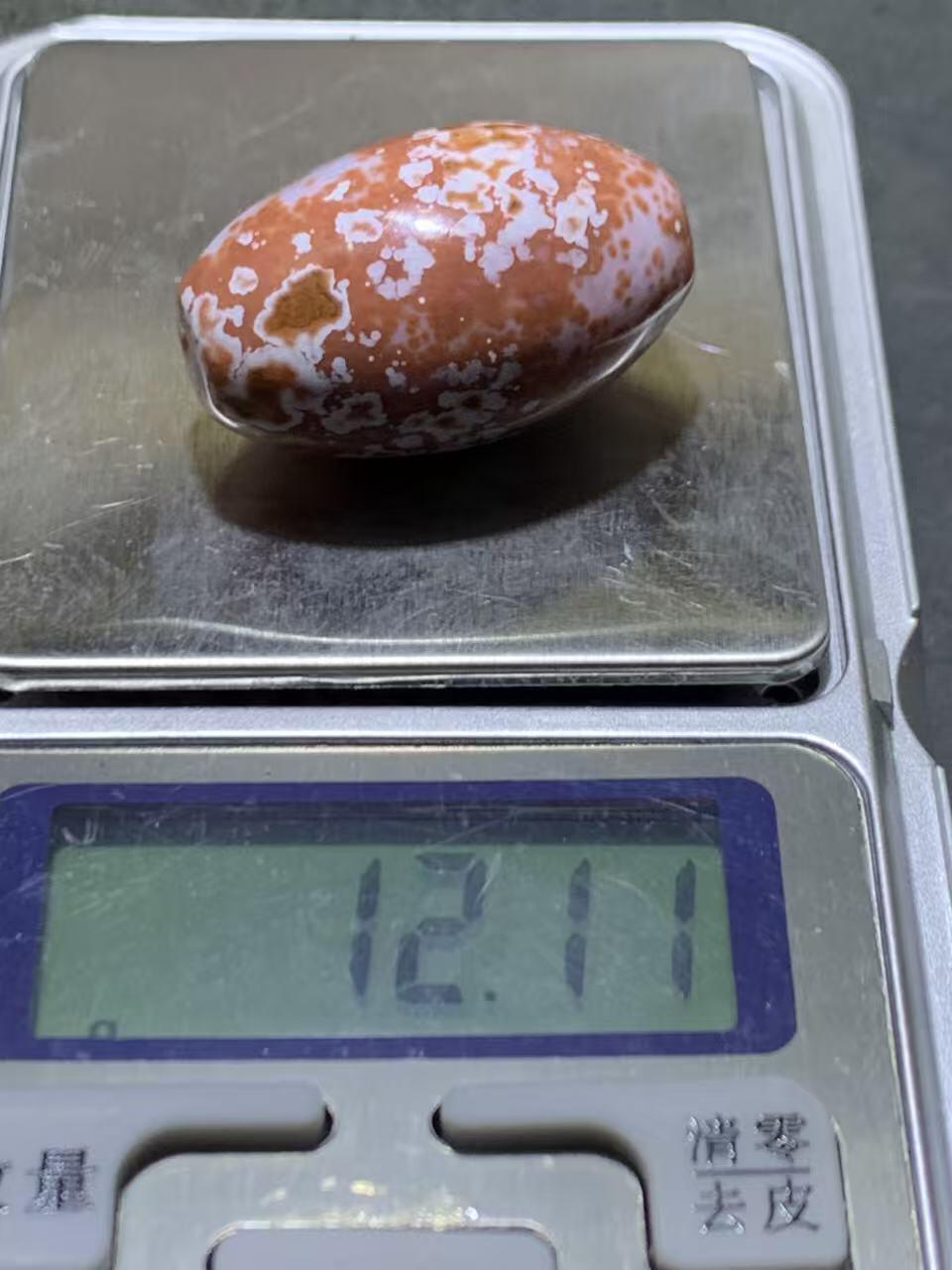 精美罕见冰飘红白配色踏雪寻梅战国红玛瑙桶珠一颗！