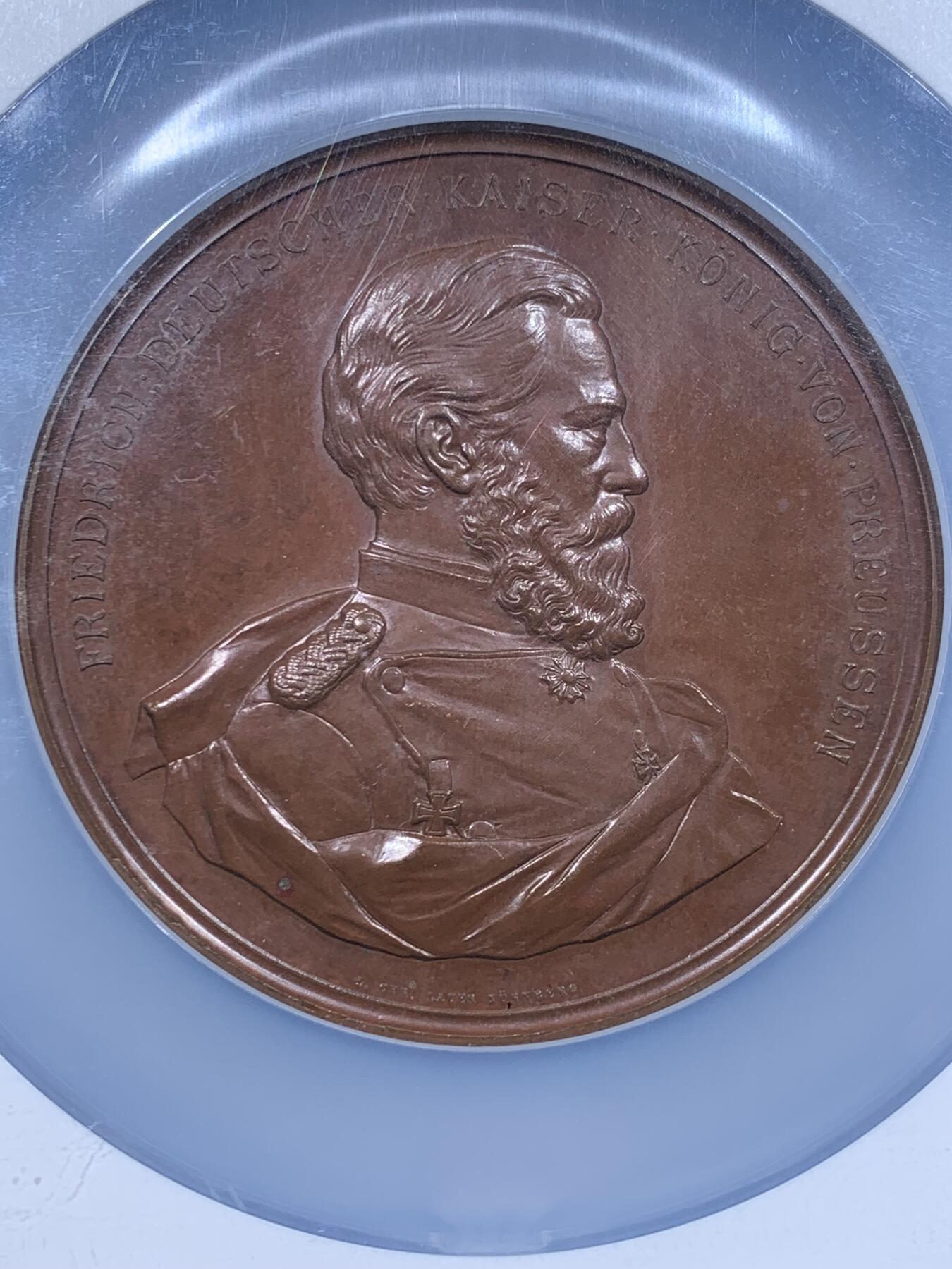 《竞宝斋》第478场 周日，周一 2场连拍 （全场包邮）欢迎送拍 NGC MS63BN 德国1888年威廉二世父子合体铜章，帝国题材稀见品种，工艺顶级，收藏难度大。加大加厚盒