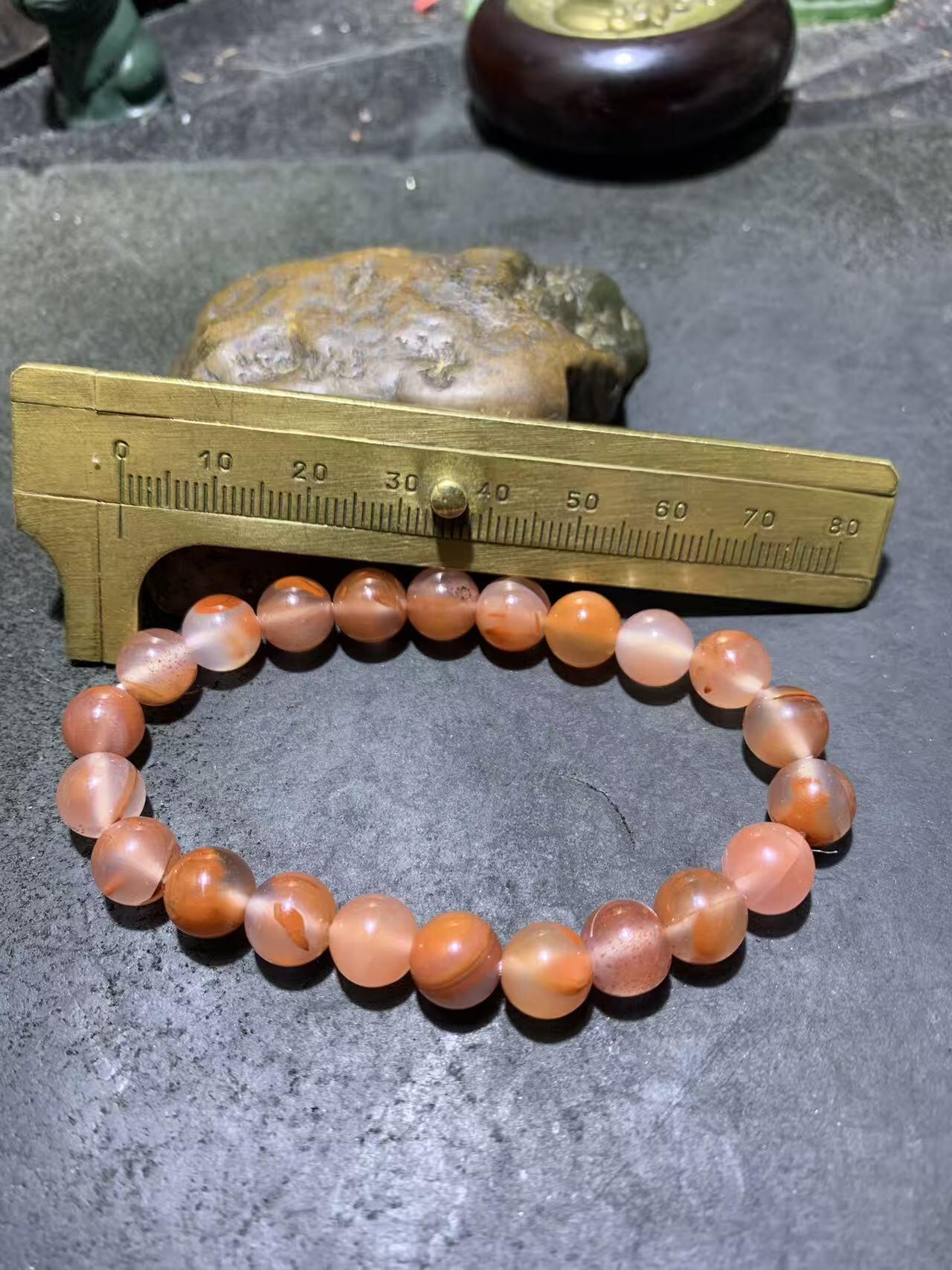 精美川料南红玛瑙荔枝冻飘红单圈手串一条