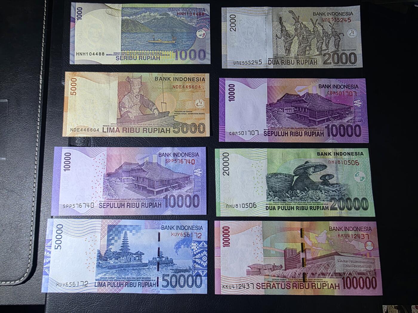 叁拾收藏第35期 印度尼西亚上一版本8张一套（1千-10万卢比，其中1万两个版本，含05年首发年份） UNC
