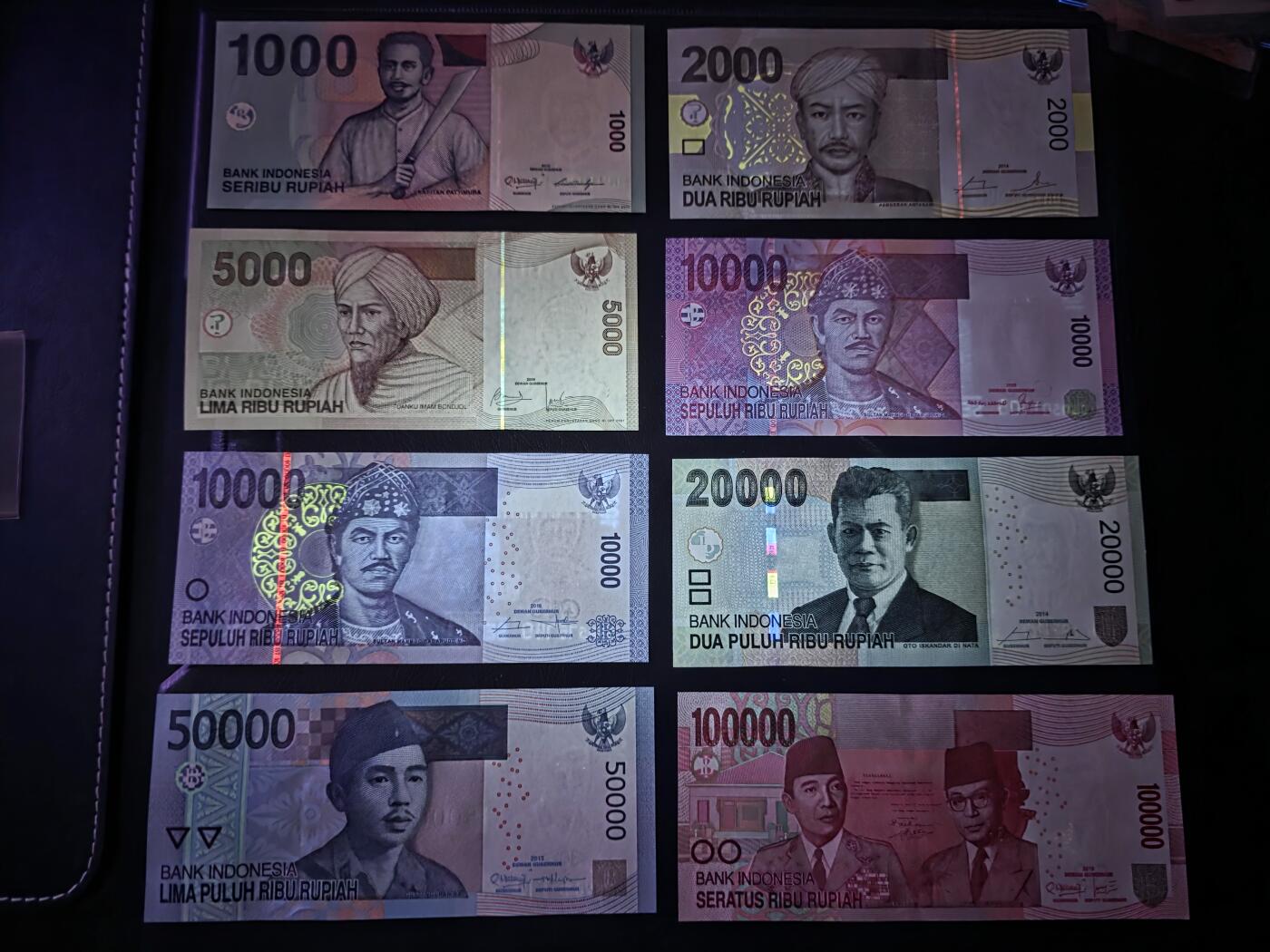 叁拾收藏第35期 印度尼西亚上一版本8张一套（1千-10万卢比，其中1万两个版本，含05年首发年份） UNC