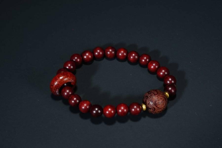 上海都达杂项专场六十八【全场包邮】 印度小叶紫檀0.9跑环圆珠手串 附鉴定证书95-297