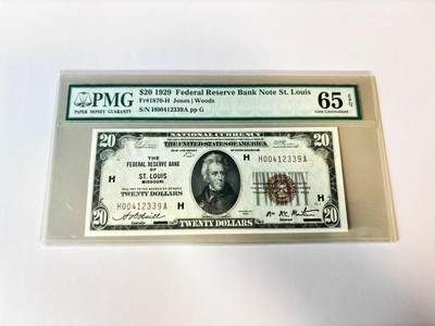 【Blue Auction】世界纸币精拍第806期——18级TOP拍卖/信誉/品质/专业/高效💫 - 美国 1929年20美金 国民券 少见圣路易斯版 PMG65EPQ 