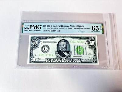 【Blue Auction】世界纸币精拍第806期——18级TOP拍卖/信誉/品质/专业/高效💫 - 【浅绿版】美国 1934年50美金 PMG65EPQ 
