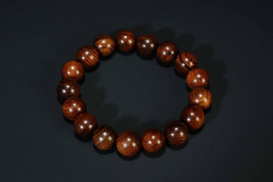 上海都达杂项专场六十八【全场包邮】 海南黄花梨虎皮纹1.2圆珠手串 附鉴定证书95-283