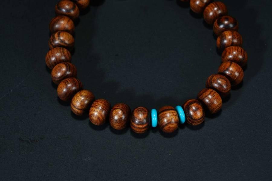 上海都达杂项专场六十八【全场包邮】 海南黄花梨虎皮纹算盘珠手串 附鉴定证书95-287