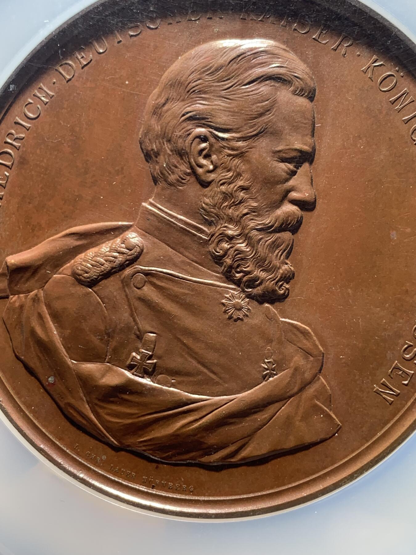 《竞宝斋》第478场 周日，周一 2场连拍 （全场包邮）欢迎送拍 NGC MS63BN 德国1888年威廉二世父子合体铜章，帝国题材稀见品种，工艺顶级，收藏难度大。加大加厚盒