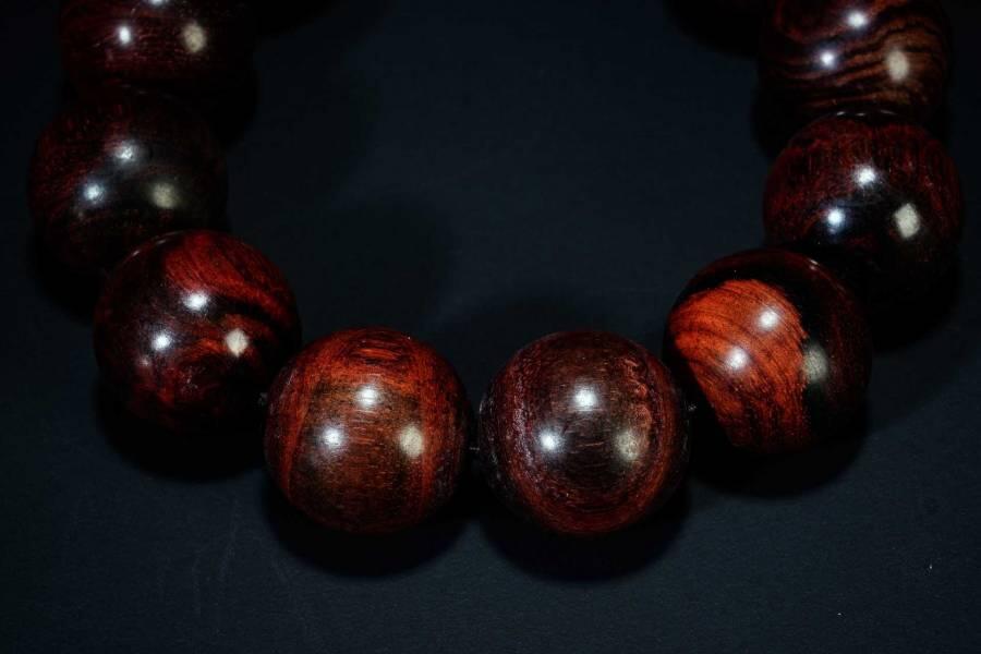 上海都达杂项专场六十八【全场包邮】 海南黄花梨虎皮纹2.0圆珠手串 附鉴定证书95-280