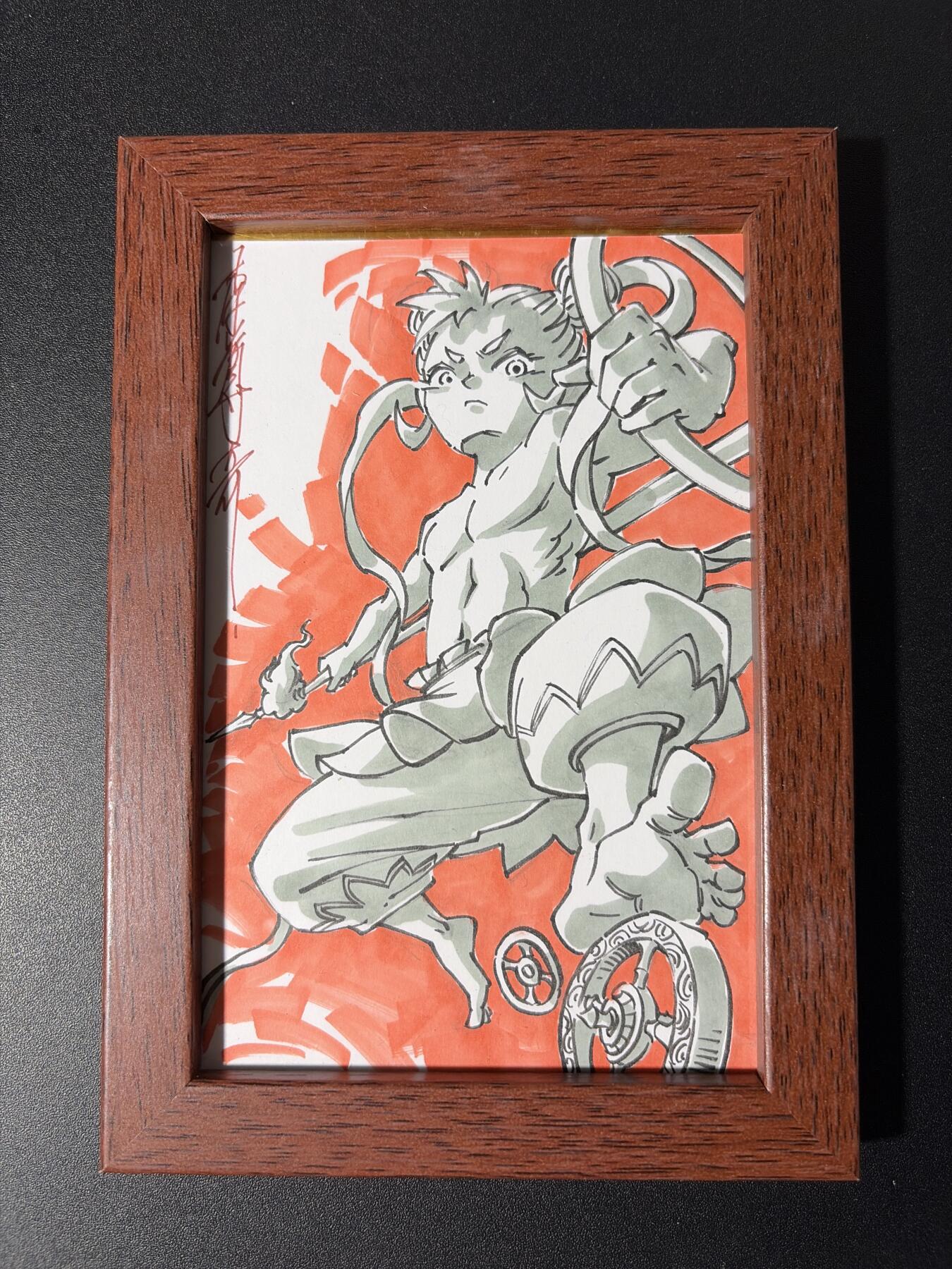 NO.29 好又多金牌大场，每周一站式配齐，方便凑单！（卖家送拍0抽成！周6晚9点截拍！） 【1/1手绘】闹海荟 李尊奇老师签绘 哪吒 A5尺寸 带框【生来傲骨胜天神，叱咤风云少年身】