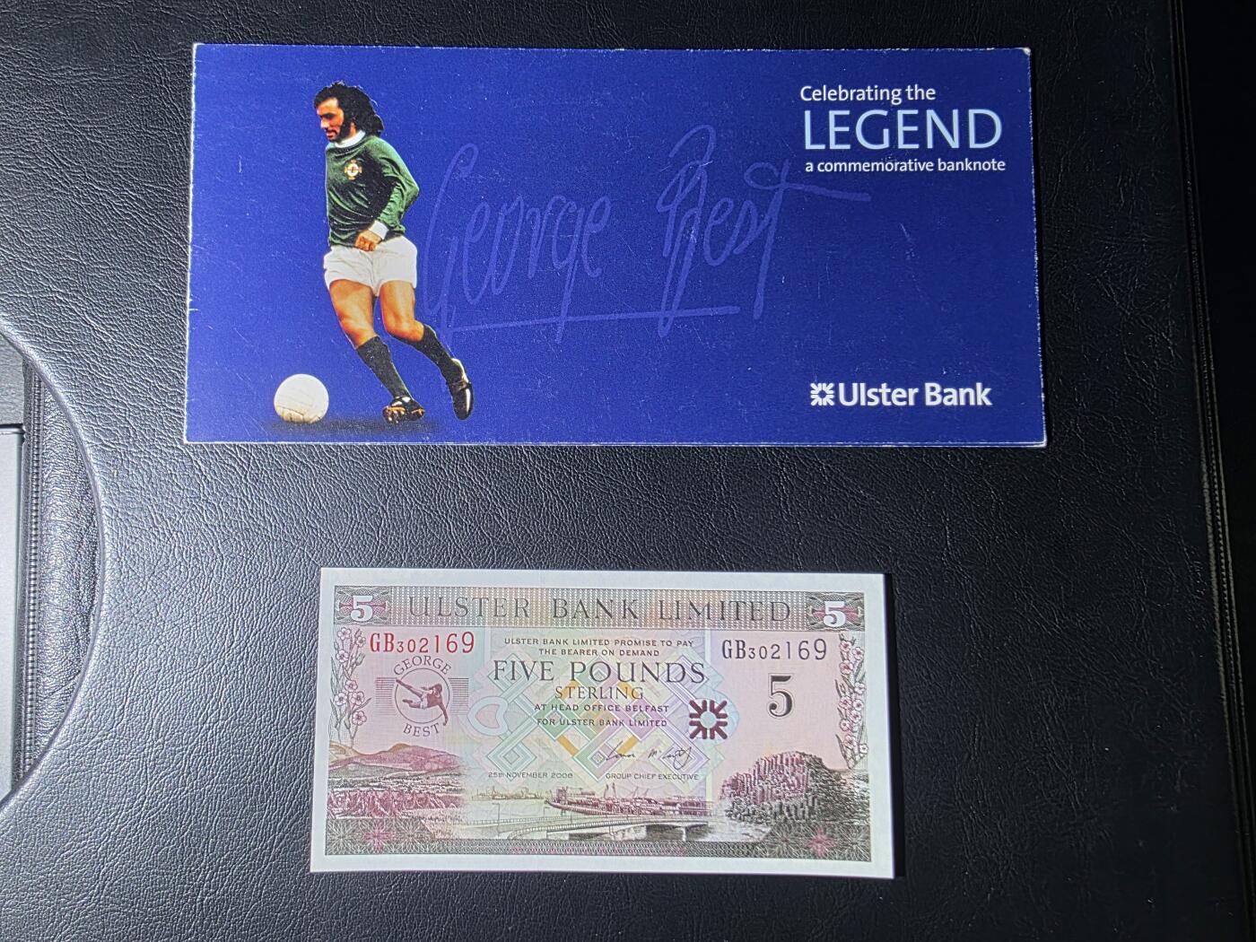 叁拾收藏第35期 北爱尔兰2006年乔治贝斯特诞生60周年5镑纪念钞（含原装册）  UNC