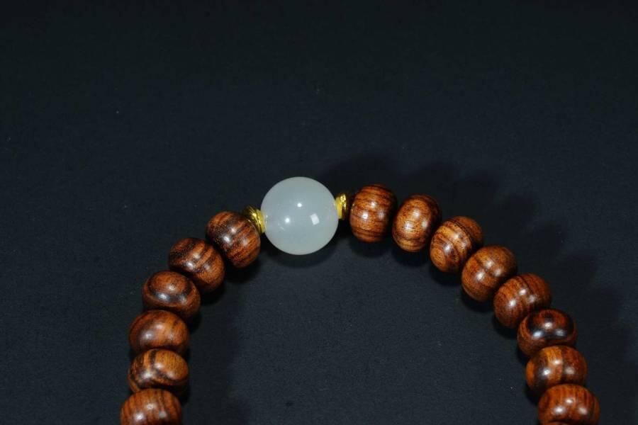 上海都达杂项专场六十八【全场包邮】 海南黄花梨虎皮纹算盘珠手串 附鉴定证书95-287