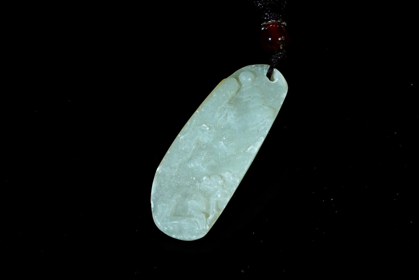 上海都达杂项专场六十八【全场包邮】 天然和田玉精雕《停舟惊鸥》挂件95-154