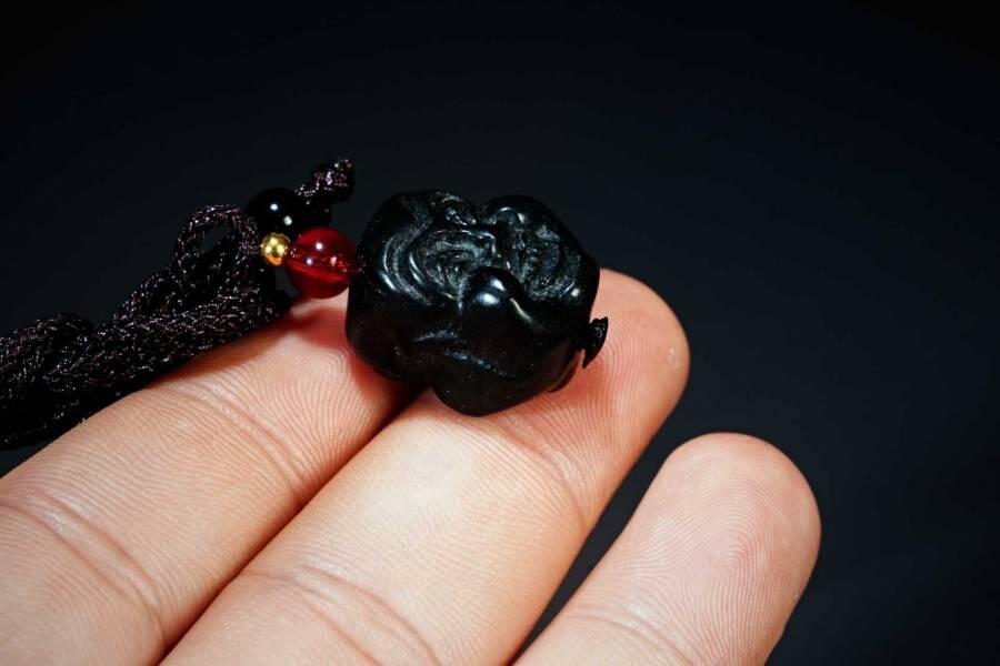 上海都达杂项专场六十八【全场包邮】 天然和田玉青玉精雕《笑口常开》挂件 附鉴定证书958-197