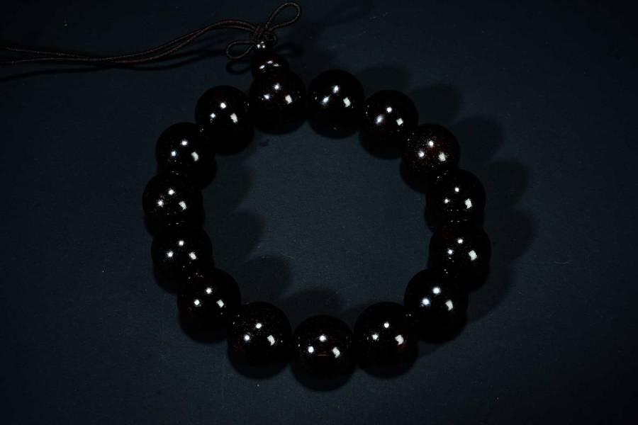 上海都达杂项专场六十八【全场包邮】 印度小叶紫檀爆满金星1.5圆珠手串 附鉴定证书95-296