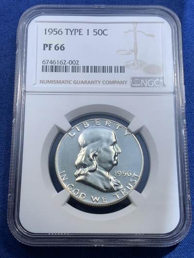 《竞宝斋》第478场 周日，周一 2场连拍 （全场包邮）欢迎送拍 - NGC PF66 美国1956年富兰克林50分银币 少见精制版本