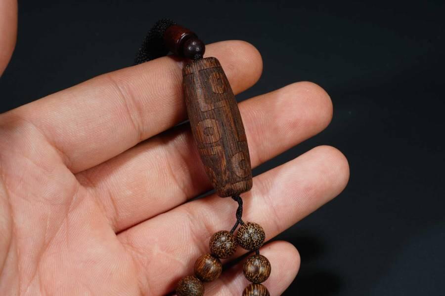 上海都达杂项专场六十八【全场包邮】 天然奇楠沉香天珠吊坠挂件 附鉴定证书95-268