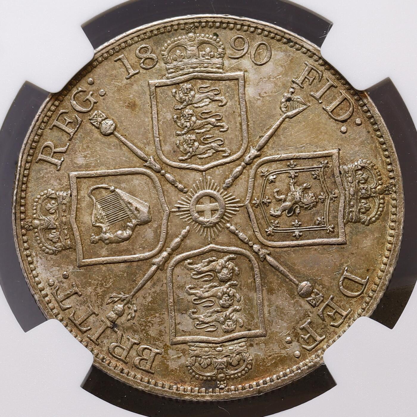 观钱 近现代机制币拍卖No.007（全场顺丰包邮，不区分偏远地区）  1890 年英国维多利亚 4 先令（弗罗林）银币（NGC MS61）