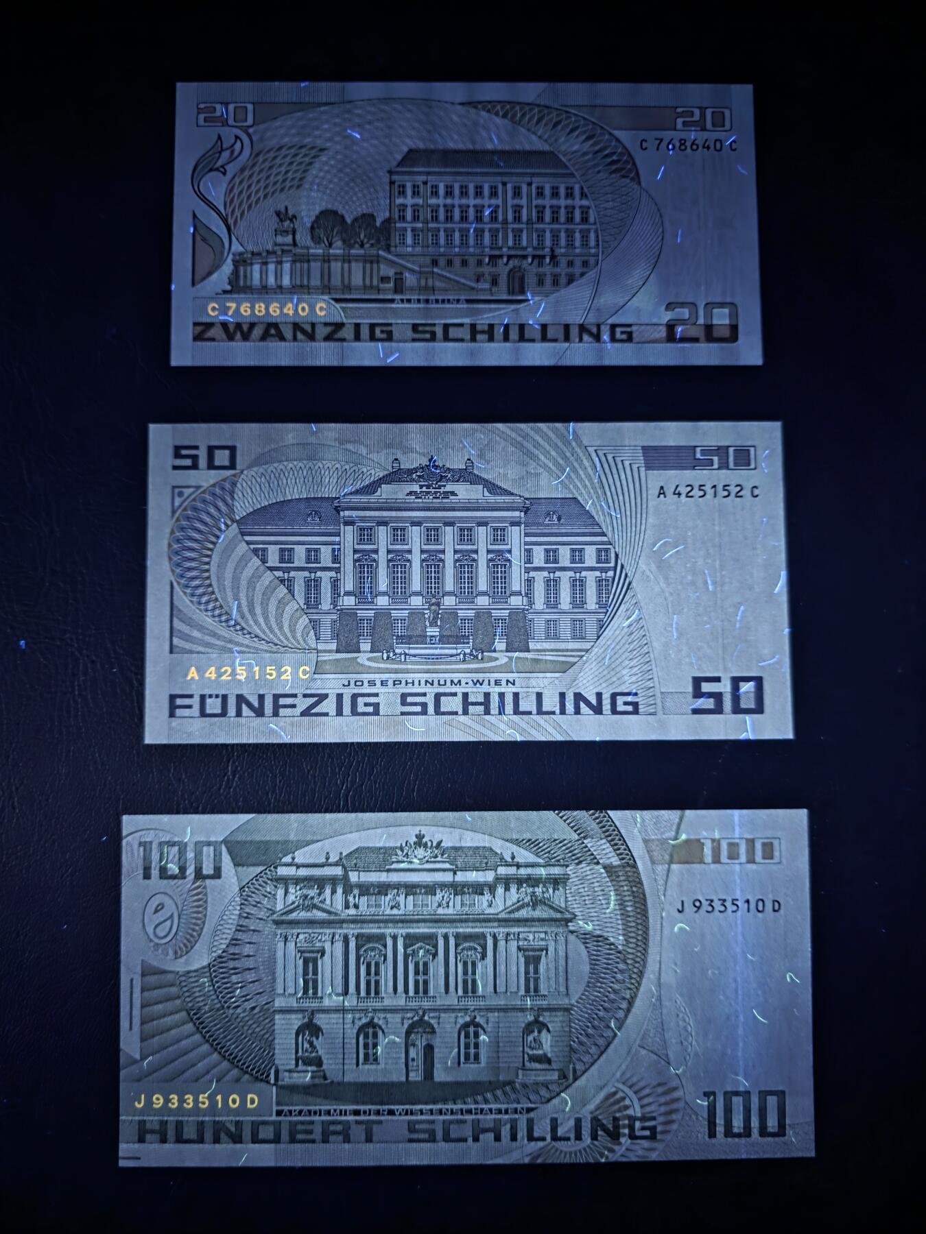 叁拾收藏第35期 奥地利倒二版小面值3张  UNC