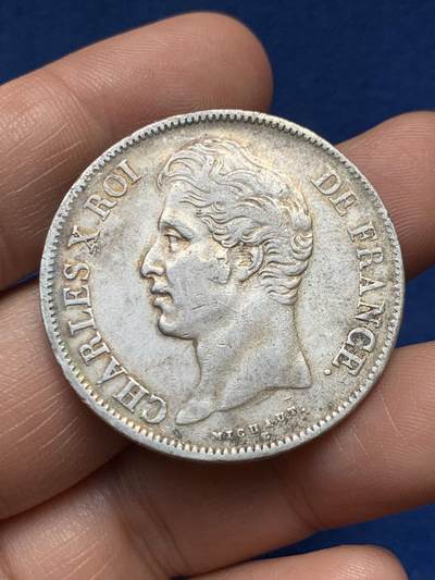 《竞宝斋》第478场 周日，周一 2场连拍 （全场包邮）欢迎送拍 - 法国1828年K版查理十世5法郎大银币 波尔多造币厂