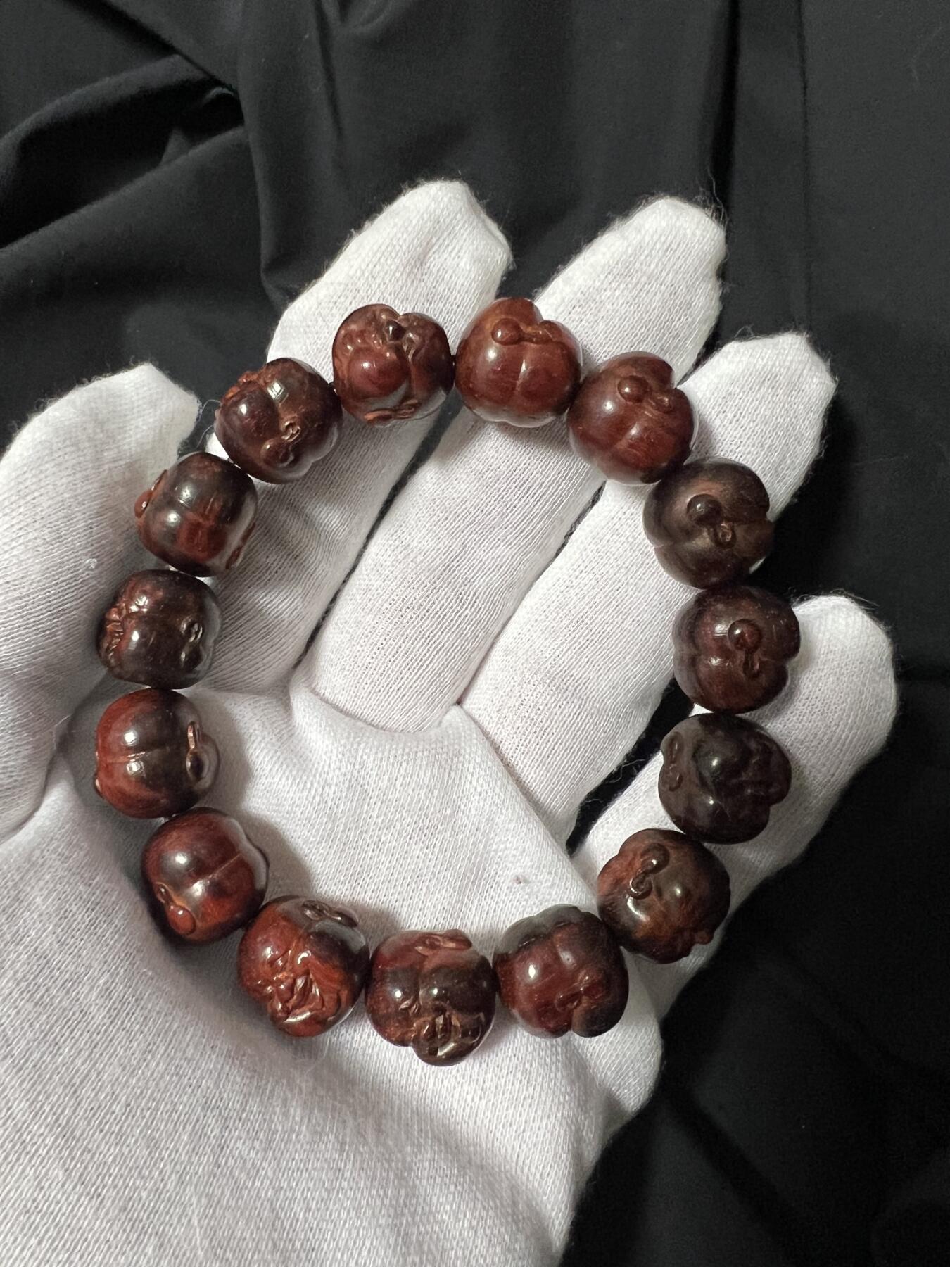 零元拍：印度小叶紫檀 1.5佛头手串。妥妥的高油高密，檀香宜人