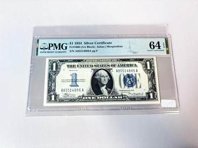 【Blue Auction】世界纸币精拍第806期——18级TOP拍卖/信誉/品质/专业/高效💫 - 【AA】美国 1934年1美金 银币券 PMG64EPQ 