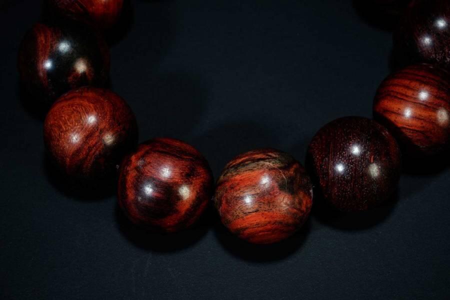 上海都达杂项专场六十八【全场包邮】 海南黄花梨虎皮纹2.0圆珠手串 附鉴定证书95-280