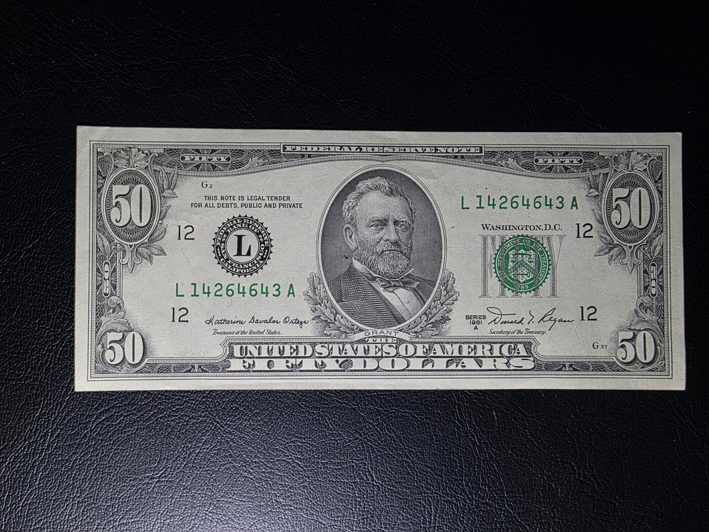 叁拾收藏第35期 小头50美元  UNC-  一个角有问题