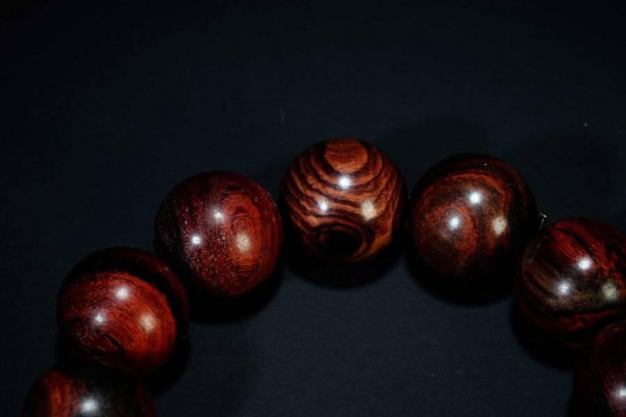 上海都达杂项专场六十八【全场包邮】 海南黄花梨虎皮纹2.0圆珠手串 附鉴定证书95-280