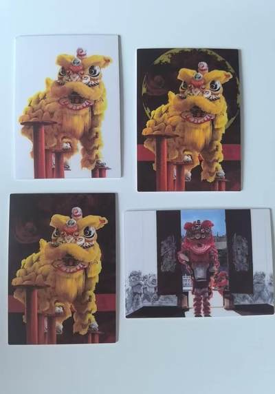 龙虎卡牌-八二场（满200元包邮，无佣金，每周六结拍，欢迎送拍） - 镜面卡4张 香山文创 舞狮 一套 (未撕膜)
