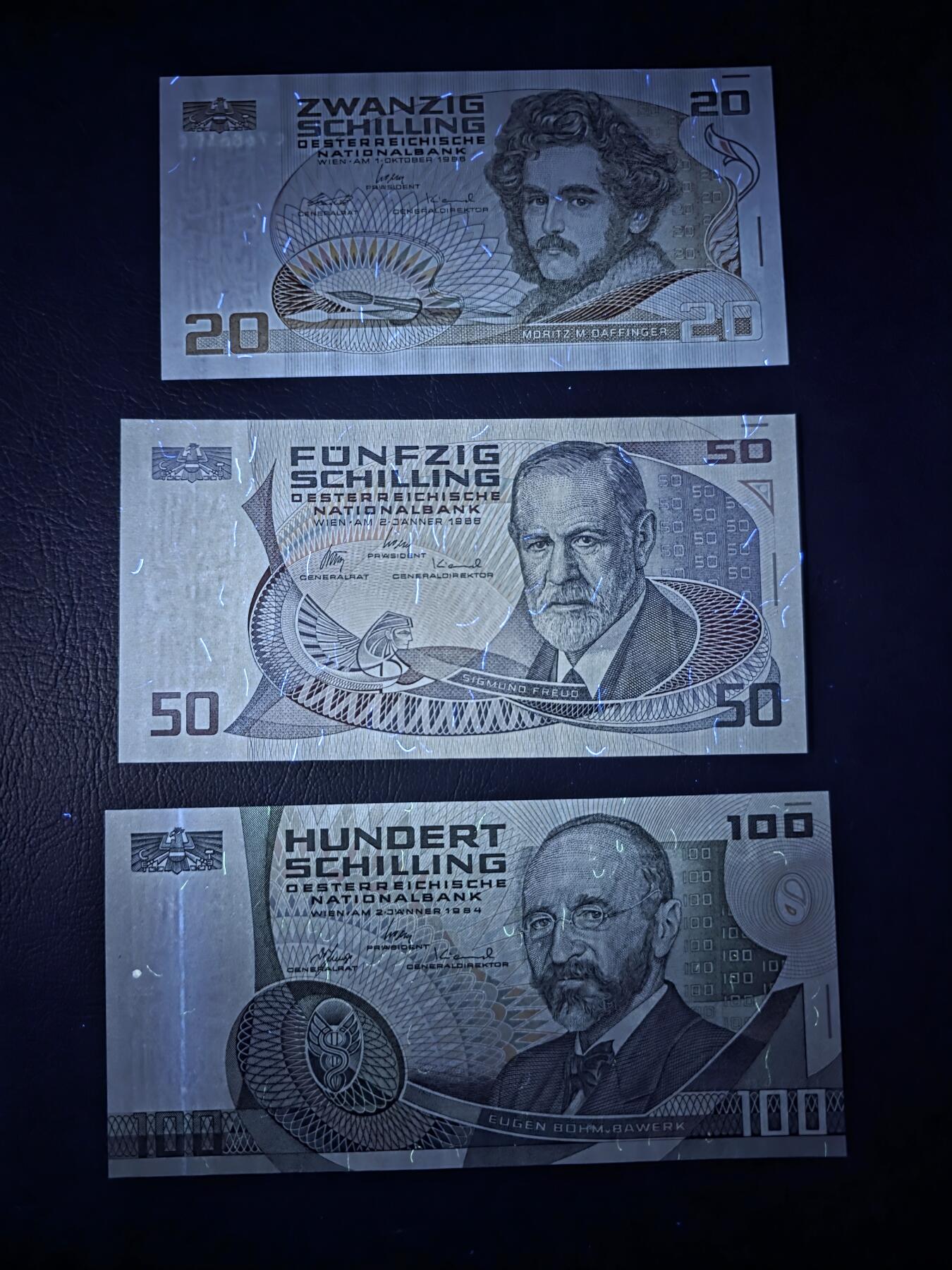 叁拾收藏第35期 奥地利倒二版小面值3张  UNC