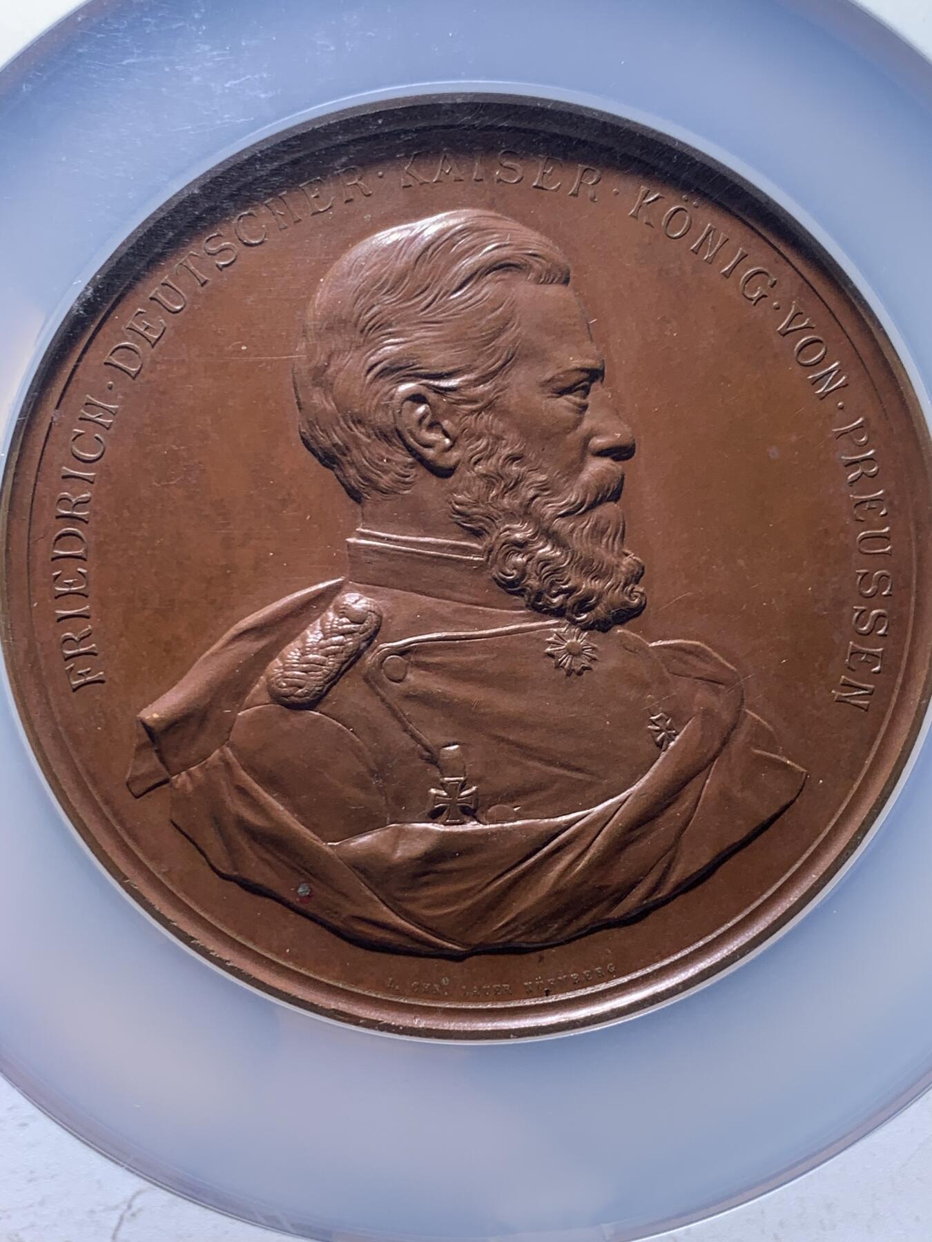 《竞宝斋》第478场 周日，周一 2场连拍 （全场包邮）欢迎送拍 NGC MS63BN 德国1888年威廉二世父子合体铜章，帝国题材稀见品种，工艺顶级，收藏难度大。加大加厚盒