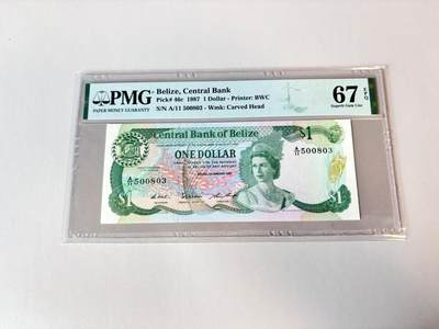 【Blue Auction】世界纸币精拍第806期——18级TOP拍卖/信誉/品质/专业/高效💫 - 【无47】伯利兹 1987年1元 高冠女王  PMG67EPQ 