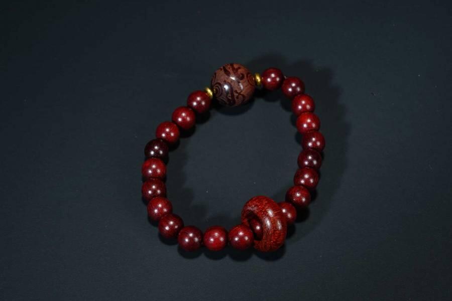 上海都达杂项专场六十八【全场包邮】 印度小叶紫檀0.9跑环圆珠手串 附鉴定证书95-297