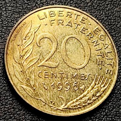泉币菌-第221场-拍品多 请提前出价 - 法国1996年20生丁铜币 玛丽安娜 入欧前末版 绝版
