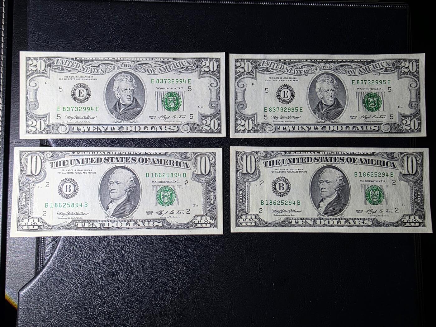 叁拾收藏第35期 小头美元4张  UNC