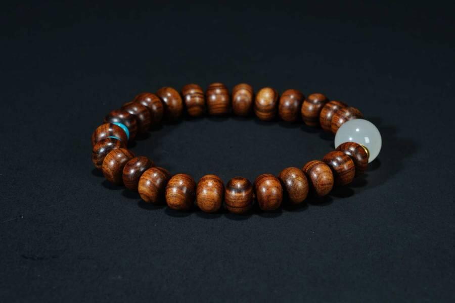 上海都达杂项专场六十八【全场包邮】 海南黄花梨虎皮纹算盘珠手串 附鉴定证书95-287