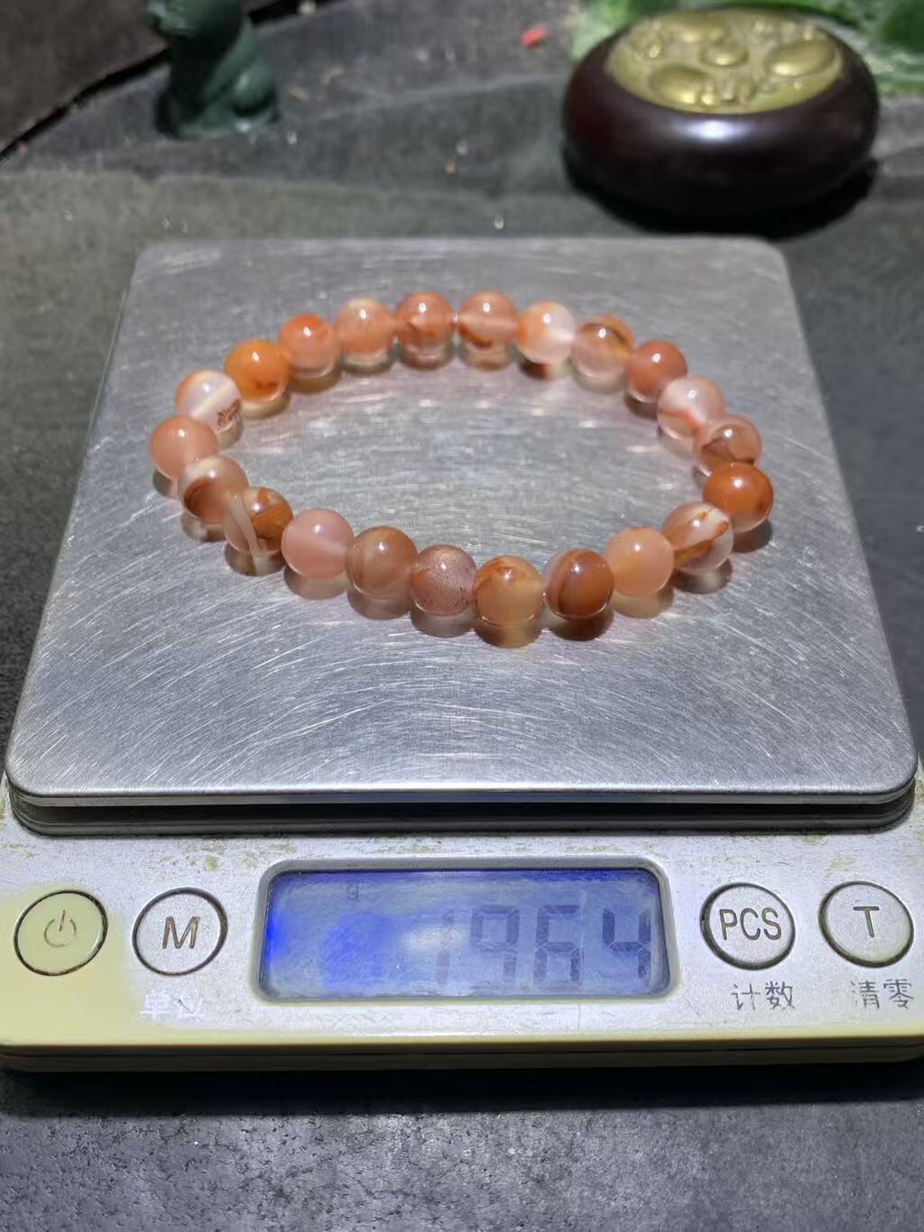 精美川料南红玛瑙荔枝冻飘红单圈手串一条