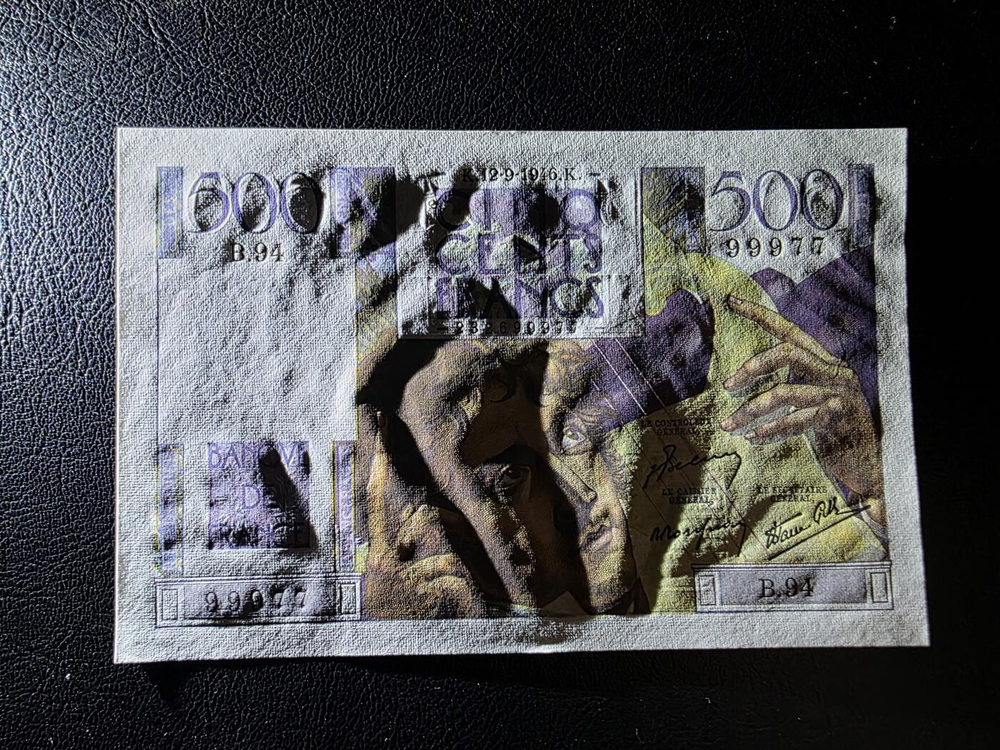 叁拾收藏第35期 法国1946年500法郎  UNC