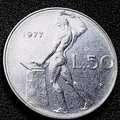 泉币菌-第221场-拍品多 请提前出价 - 意大利 1977年 50里拉 锻冶之神 伍尔坎 24mm