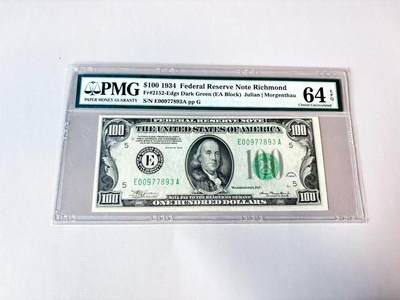 【Blue Auction】世界纸币精拍第806期——18级TOP拍卖/信誉/品质/专业/高效💫 - 美国 1934年100美金 少见里士满版 PMG64EPQ 老壳