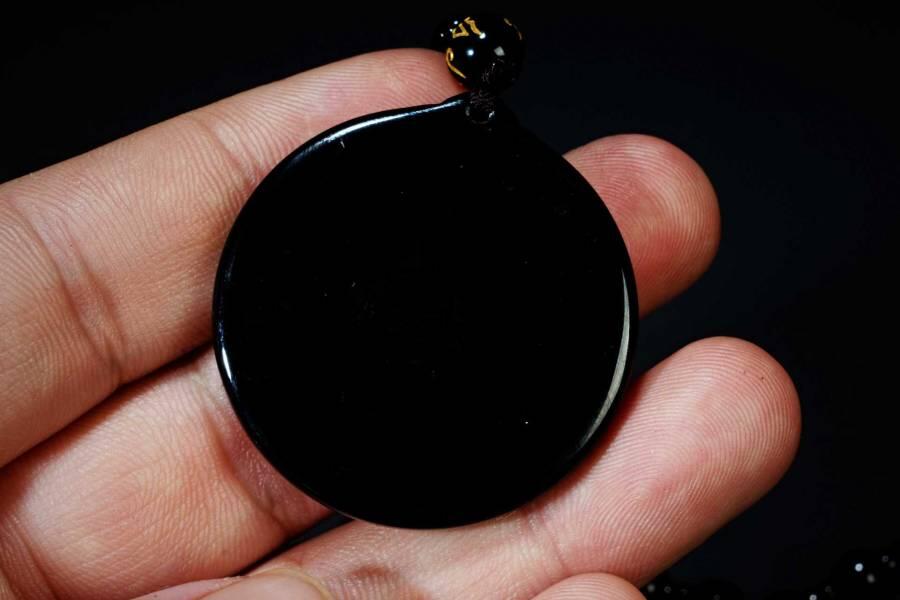 上海都达杂项专场六十八【全场包邮】 天然和田墨玉镶嵌镀金《祥龙吐珠》挂件 连墨玉链子95-151